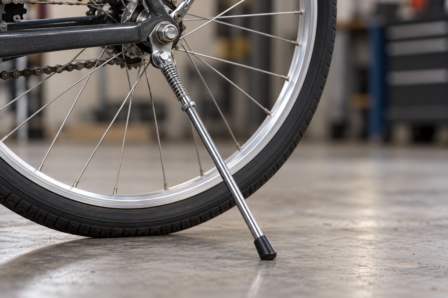 Pie de apoyo REGAN instalado en una bicicleta